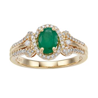 Gemminded 10k Gold Emerald & 1/4 Carat T.W. Diamond Ring