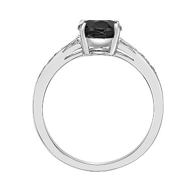 Gemminded Sterling Silver Onyx & Diamond Accent Oval Ring