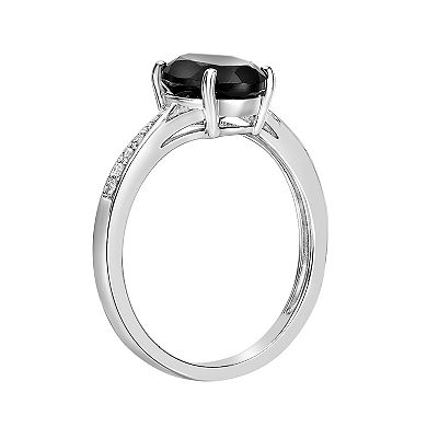 Gemminded Sterling Silver Onyx & Diamond Accent Oval Ring