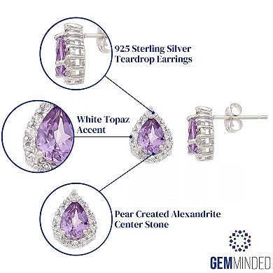 Gemminded Sterling Silver Lab-Created Alexandrite & White Topaz Stud Earrings