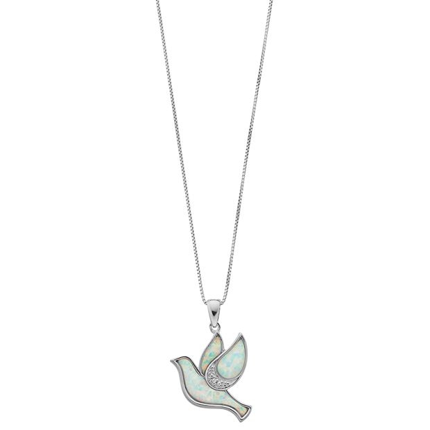 Gemminded Sterling Silver Lab-Created Opal & Diamond Accent Dove