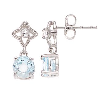 Gemminded Sterling Silver Blue & White Topaz Drop Earrings