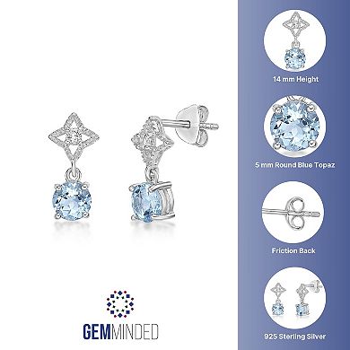 Gemminded Sterling Silver Blue & White Topaz Drop Earrings