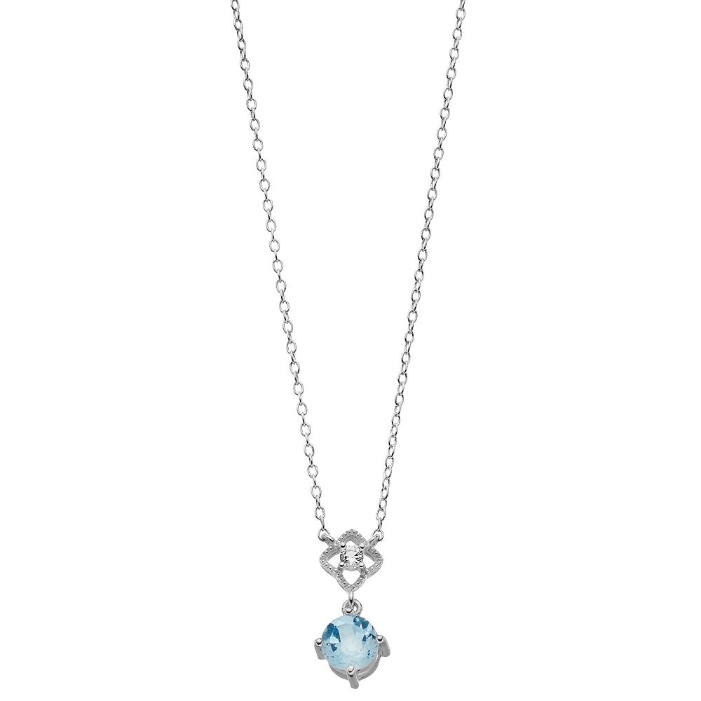Gemminded Sterling Silver Blue & White Topaz Pendant