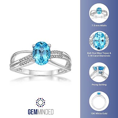 Gemminded 10k White Gold Blue Topaz & Diamond Accent Ring