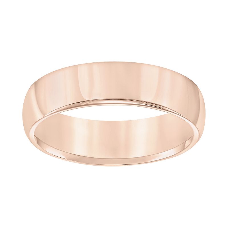 AXL Mens Rose Gold Tone Tungsten Carbide 6 mm Domed Wedding Band, Size: 8.