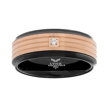 Men's LYNX Two Tone Stainless Steel Cubic Zirconia Ring