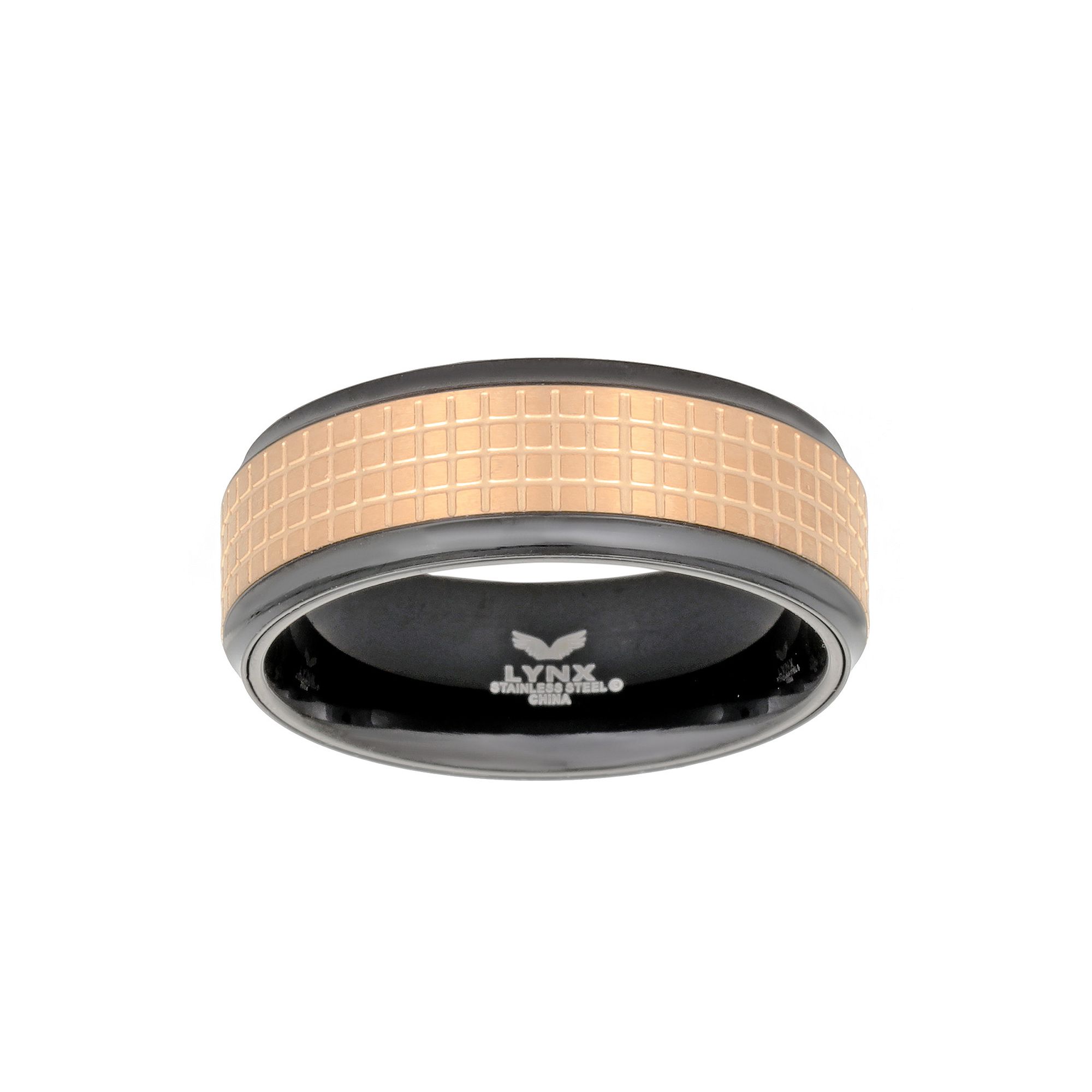Mens LYNX Two Tone Stainless Steel Ring, Size: 10