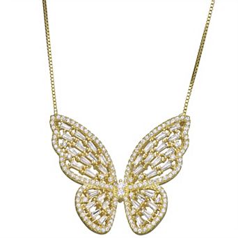 Designs by Gioelli Sterling Silver Cubic Zirconia Butterfly Necklace