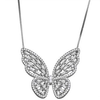 Designs by Gioelli Sterling Silver Cubic Zirconia Butterfly Necklace