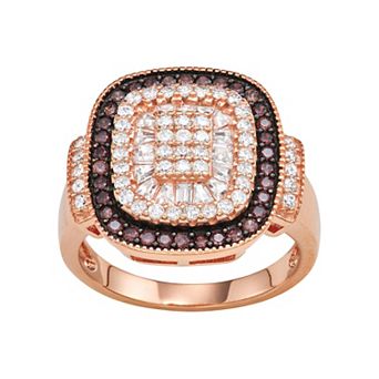 Designs by Gioelli 14k Rose Gold Plated Silver Mocha Cubic Zirconia Ring
