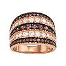 14k Rose Gold Plated Silver Mocha Cubic Zirconia Multi Row Ring