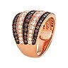 14k Rose Gold Plated Silver Mocha Cubic Zirconia Multi Row Ring