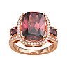 Rose Gold Tone Sterling Silver Smoky Cubic Zirconia Halo Ring