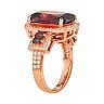 Rose Gold Tone Sterling Silver Smoky Cubic Zirconia Halo Ring