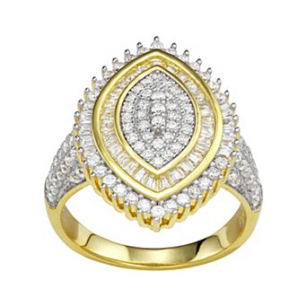 Designs by Gioelli 14k Gold Plated Silver Cubic Zirconia Marquise Ring