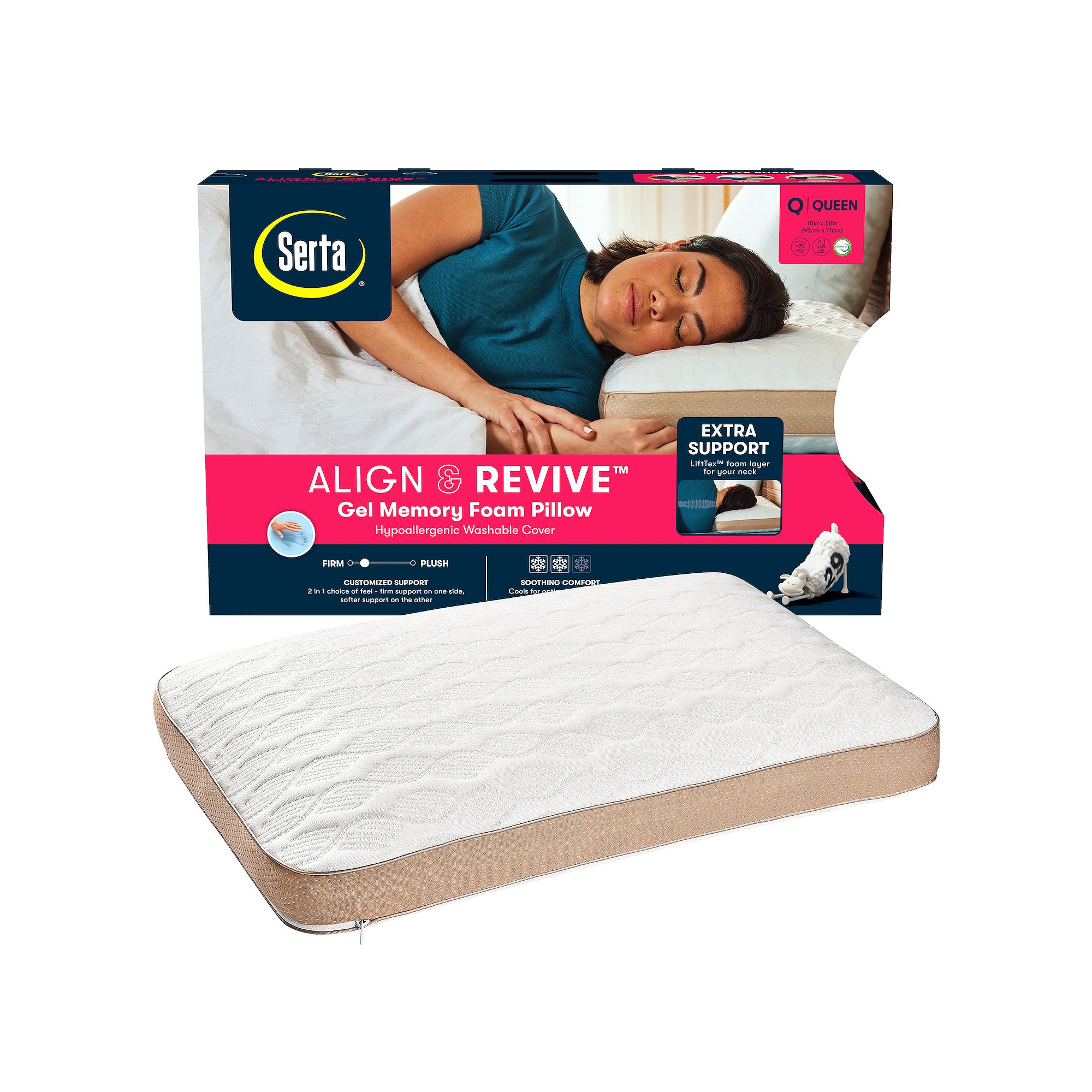 Serta® Align & Revive Gel Memory Foam Pillow, White