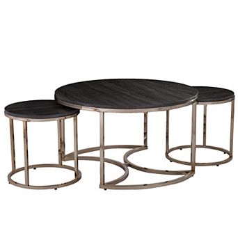 Southern Enterprises Lachlan Round Nesting Coffee Table 3 pc Set