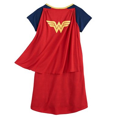 Girls 4-12 Wonder Woman Dorm Gown with Cape