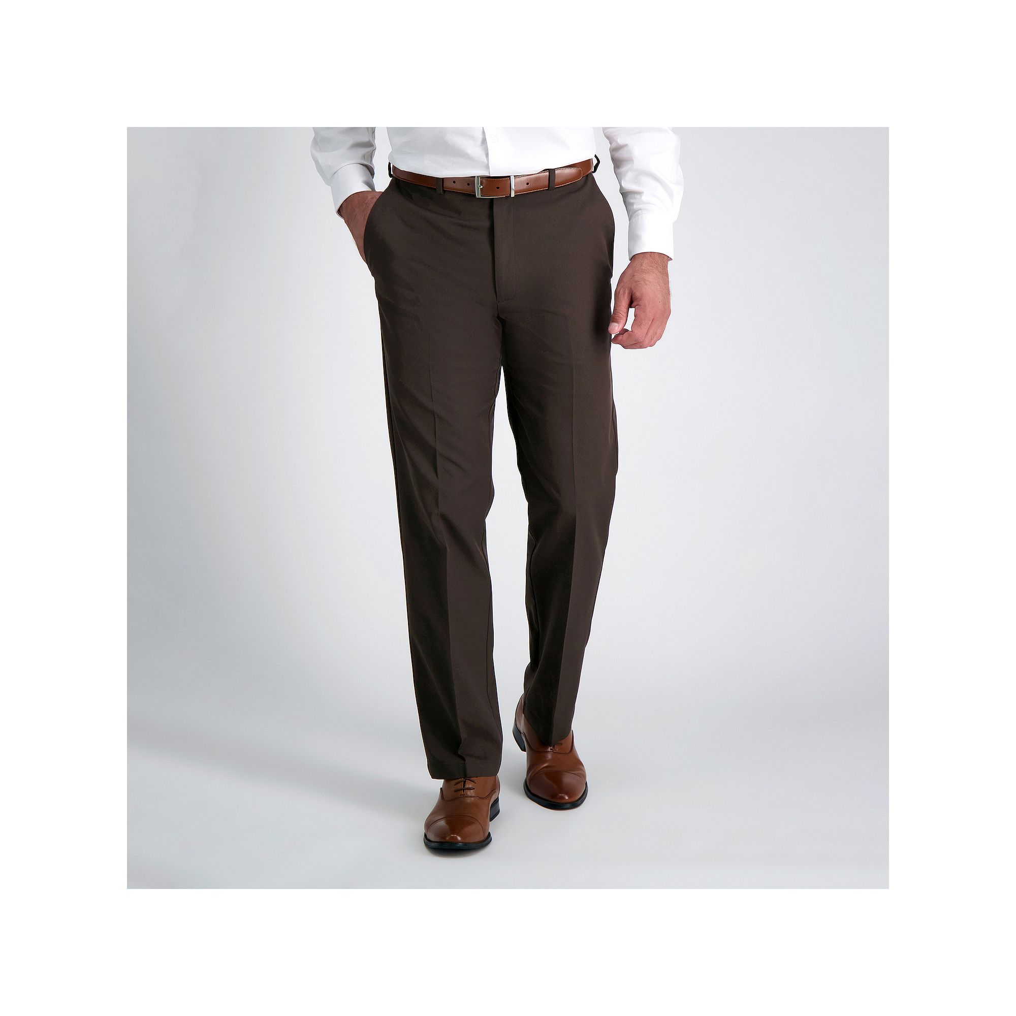 Mens Haggar® Cool Right® Performance Flex Classic-Fit Flat-Front Pants, 