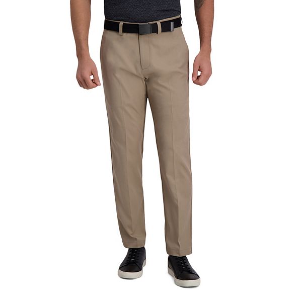 HAGGAR Men's The Active Series Performance Straight & Slim Fit Flat Front  Dress Pant