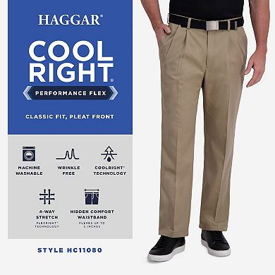 Men's Haggar® Cool Right® Performance Flex Classic-Fit Pleated Pants