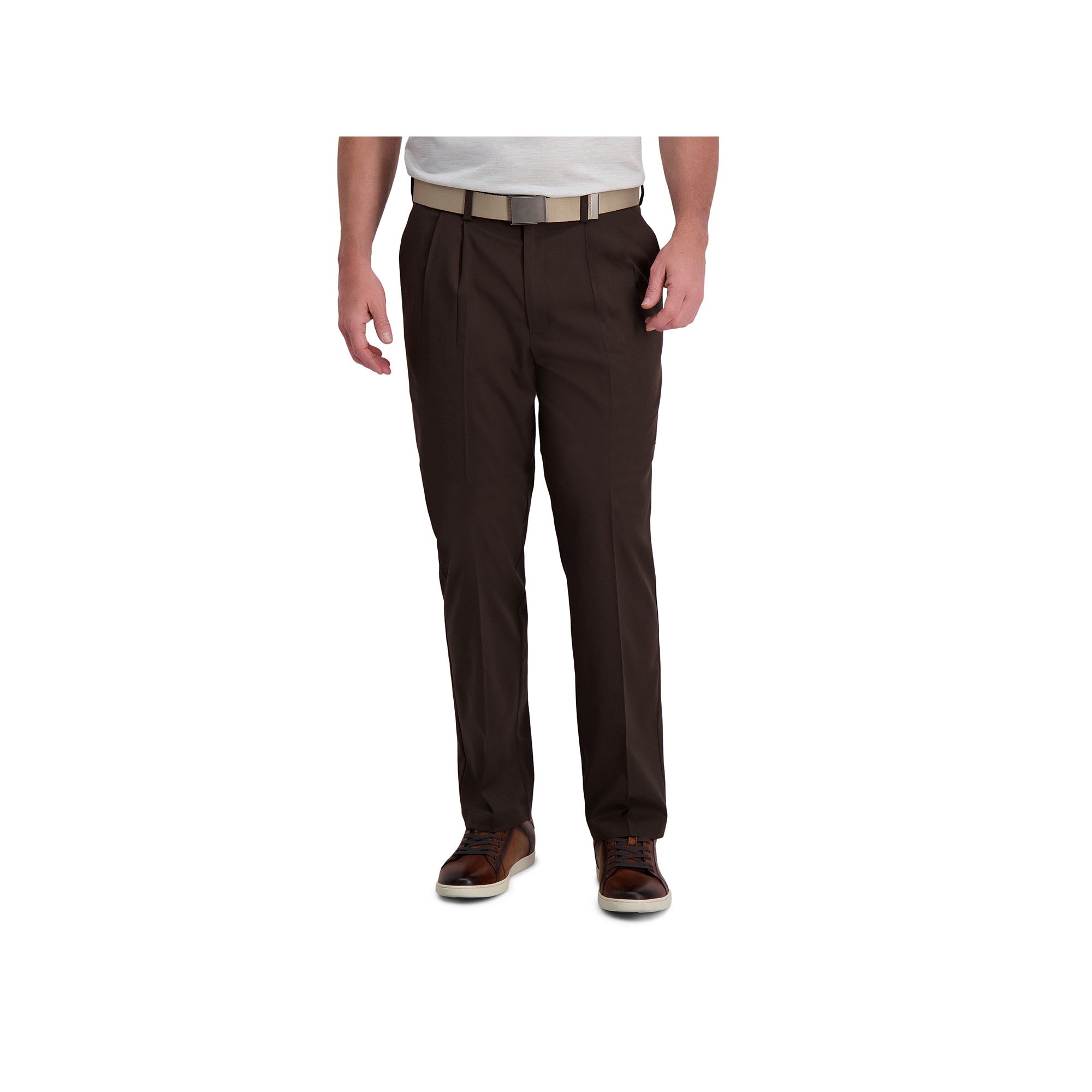 Mens Haggar® Cool Right® Performance Flex Classic-Fit Pleated Pants, Siz