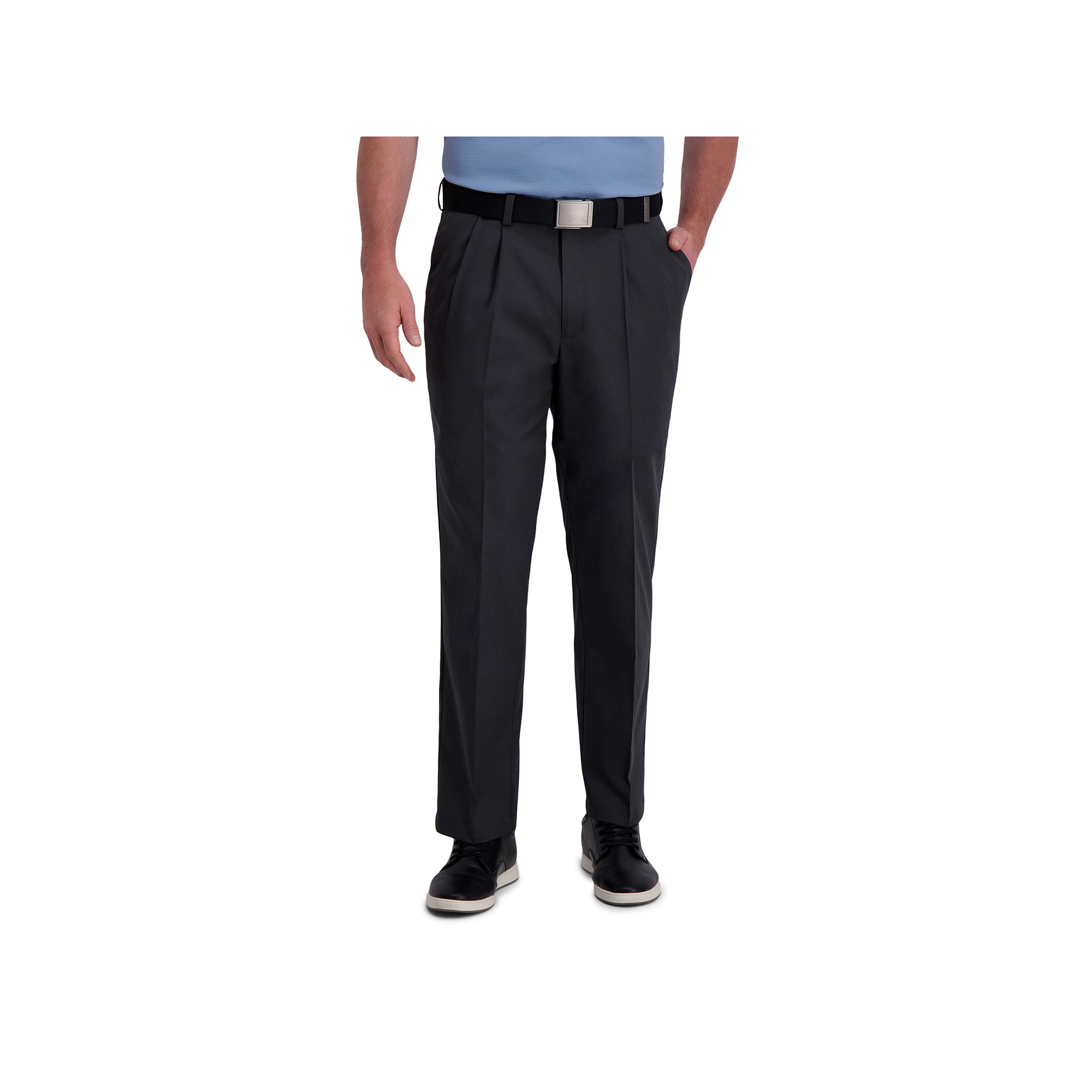 Mens Haggar® Cool Right® Performance Flex Classic-Fit Pleated Pants, Siz