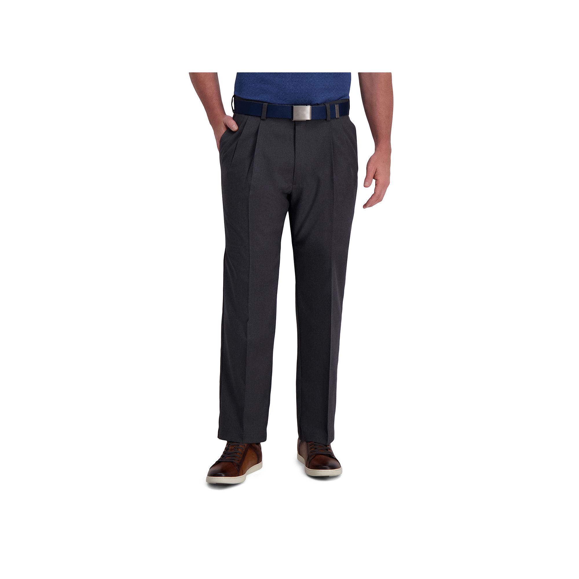 Mens Haggar® Cool Right® Performance Flex Classic-Fit Pleated Pants, Siz