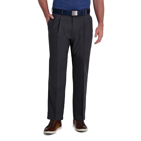 Mens Haggar® Cool Right® Performance Flex Classic-Fit Pleated Pants - Dark Gray Heather (38X32)