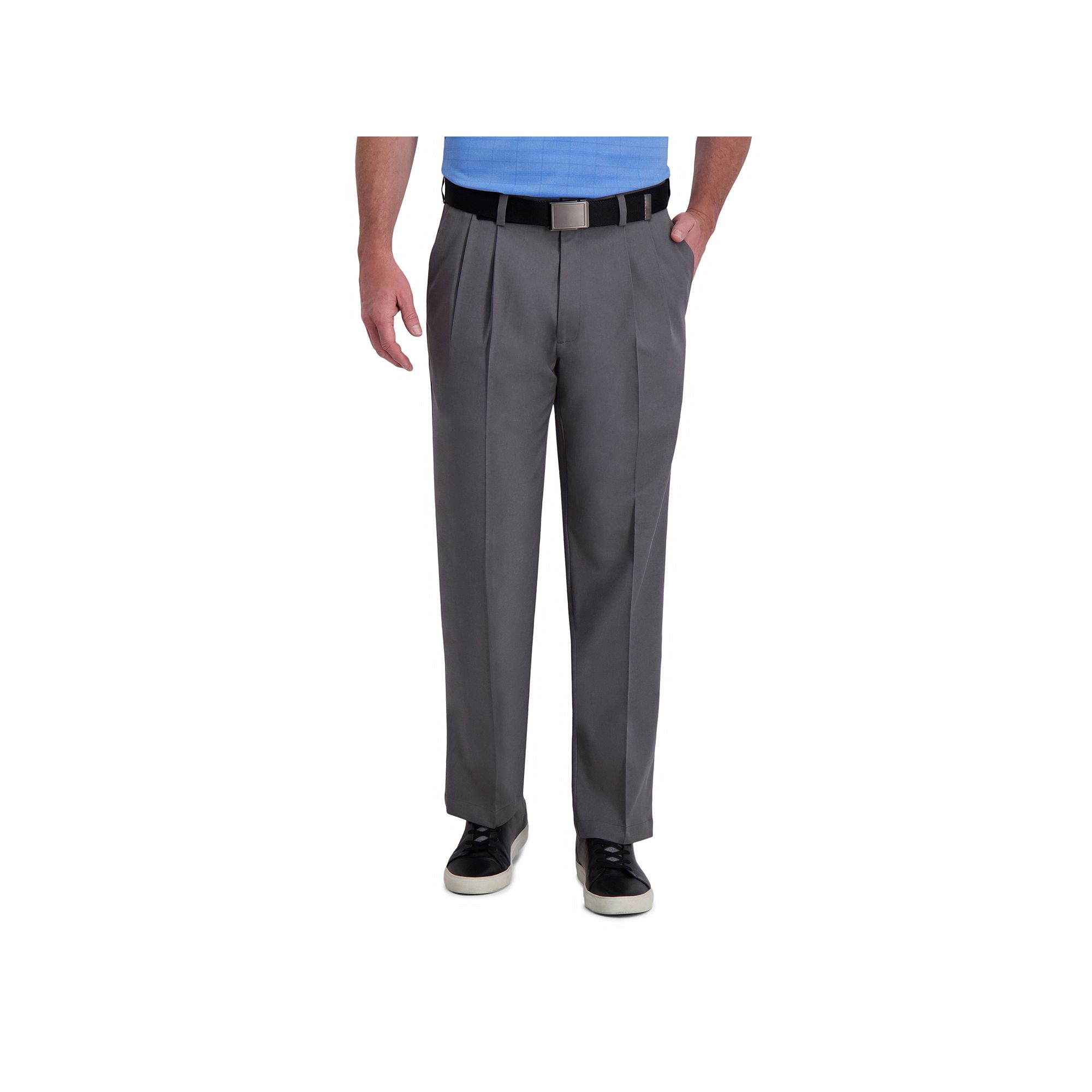 Mens Haggar® Cool Right® Performance Flex Classic-Fit Pleated Pants, Siz