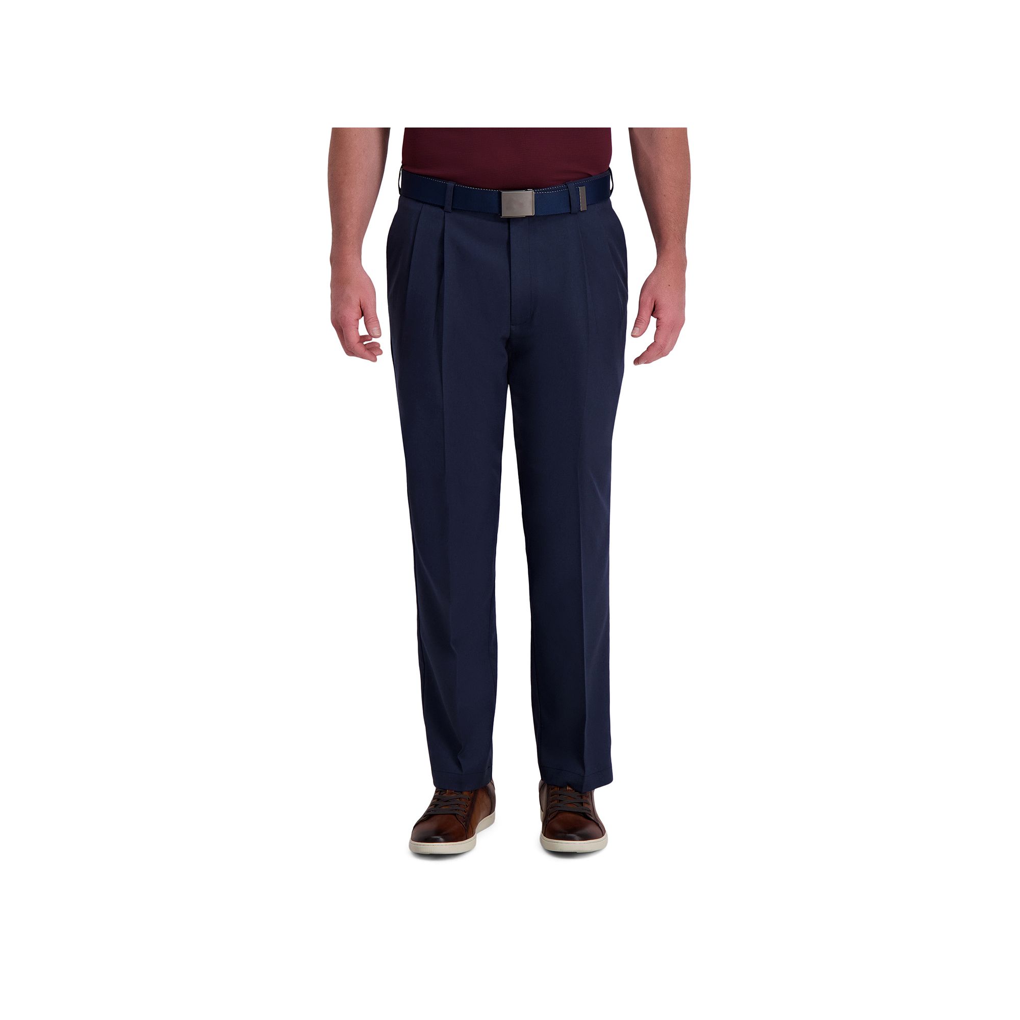 Mens Haggar® Cool Right® Performance Flex Classic-Fit Pleated Pants, Siz