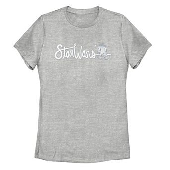 Juniors' Star Wars R2-D2 Cursive Text Tee