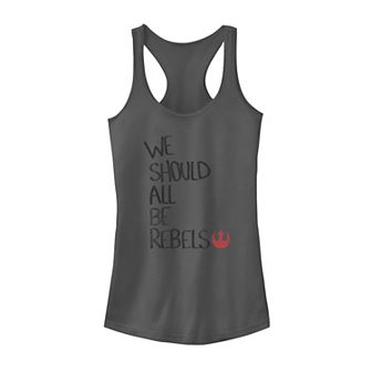 Juniors' Star Wars "We Should All Be Rebels" Word Stack Logo Tank Top