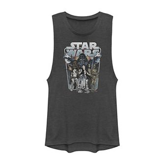 Juniors' Star Wars Vintage Character Collage Logo Muscle Tank Top