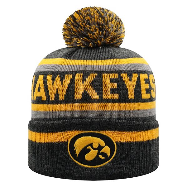 Black NCAA Iowa Hawkeyes Mens Toboggan Hat
