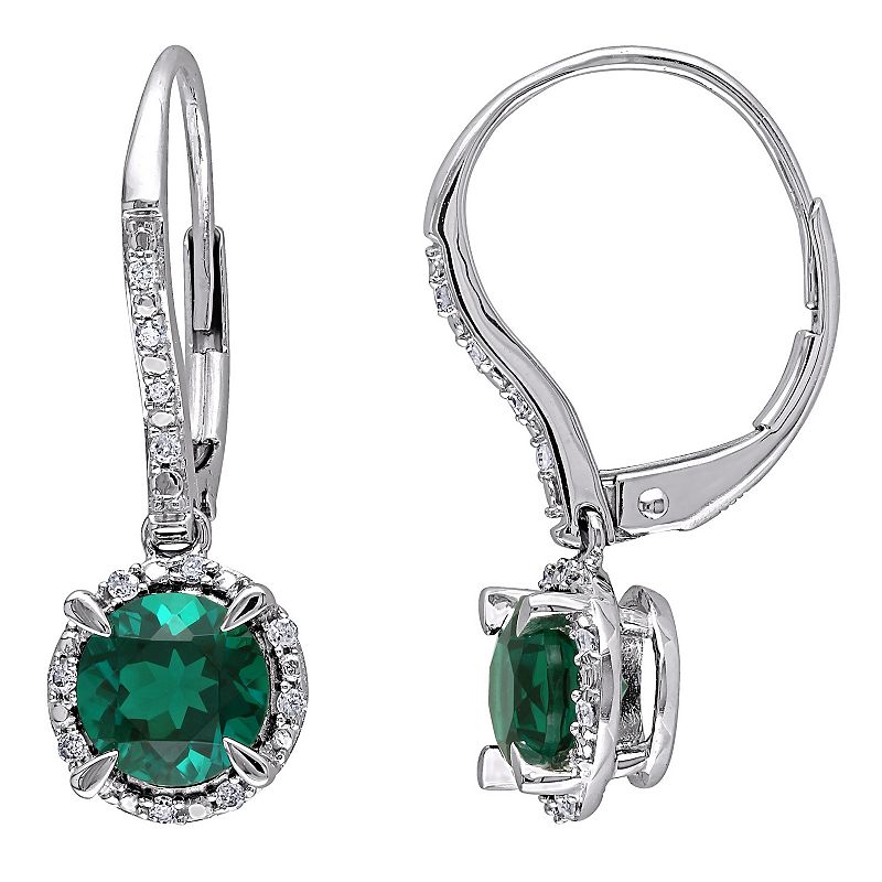 Stella Grace 10K White Gold 1/10 Carat T.W. Diamond & Lab Created Emerald E