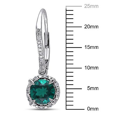 Stella Grace 10K White Gold 1/10 Carat T.W. Diamond & Lab Created Emerald Earrings