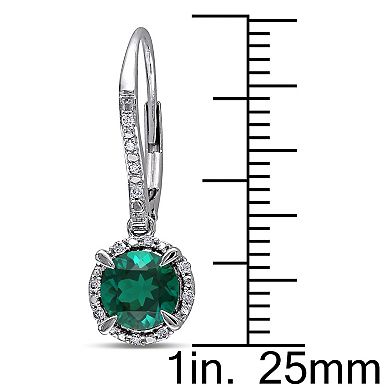 Stella Grace 10K White Gold 1/10 Carat T.W. Diamond & Lab Created Emerald Earrings