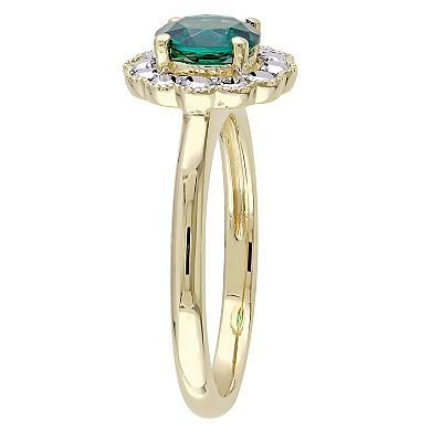 Stella Grace 10K Two-Tone Gold Lab Created Emerald Fashion Ring