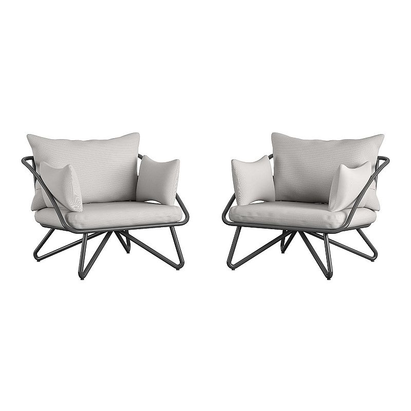 Novogratz Poolside Collection Teddi Outdoor Lounge Chair Set, Grey