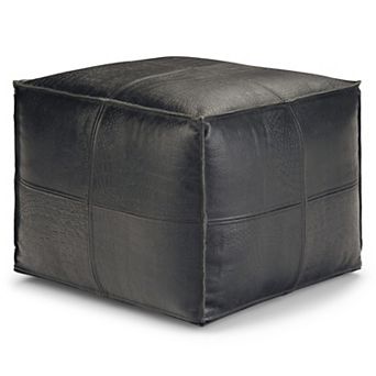 Simpli Home Bowen Contemporary Square Pouf