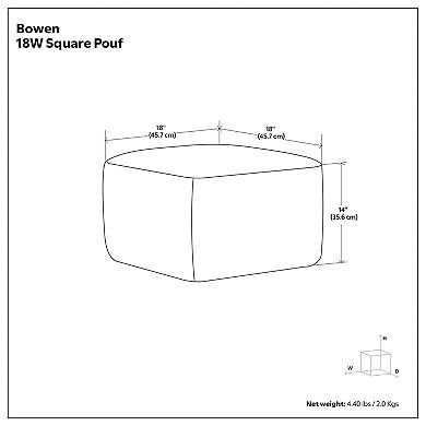 Simpli Home Bowen Contemporary Square Pouf