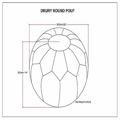 Simpli Home Drury Transitional Round Pouf