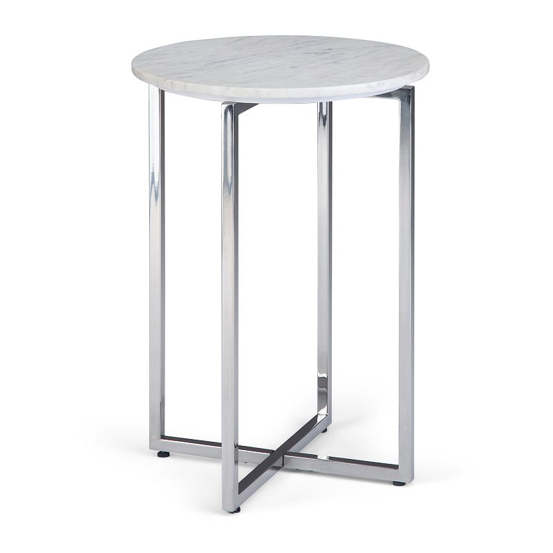 Simpli Home Marsden Contemporary Metal Accent Side Table, White