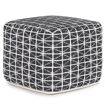 Simpli Home Noreen Transitional Square Pouf
