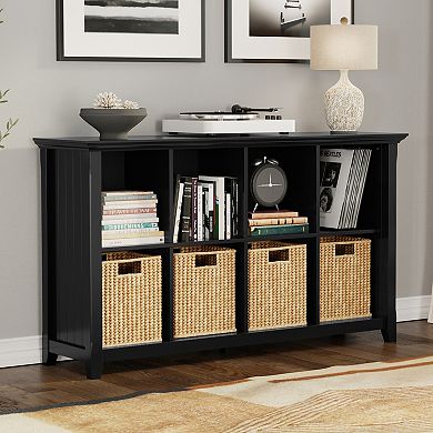 Simpli Home Acadian Rustic 8-Cube Storage Sofa Table
