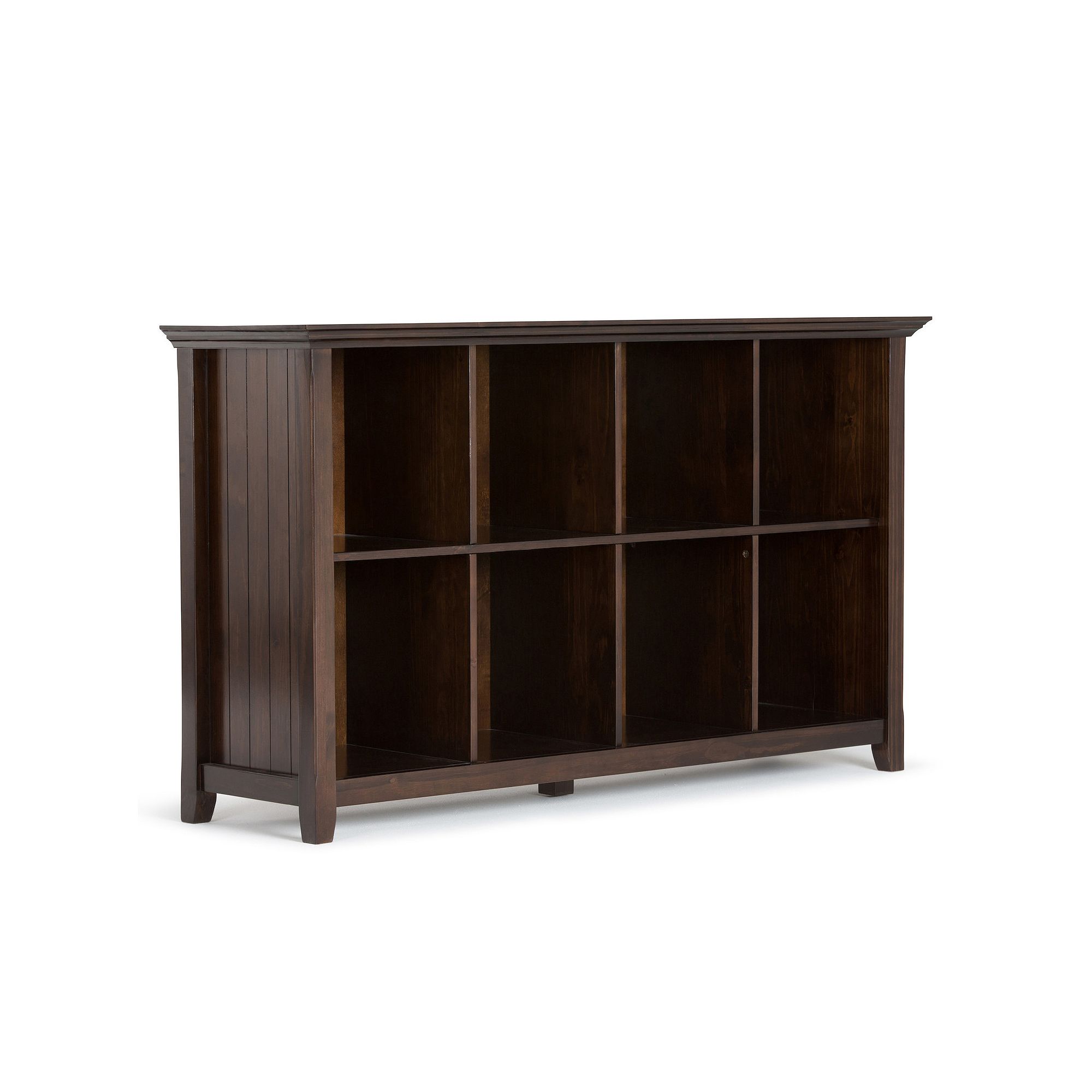 Simpli Home Acadian Rustic 8-Cube Storage Sofa Table, Brunette Brown