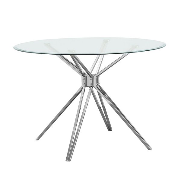 Southern Enterprises Atticus Round Glass Dining Table