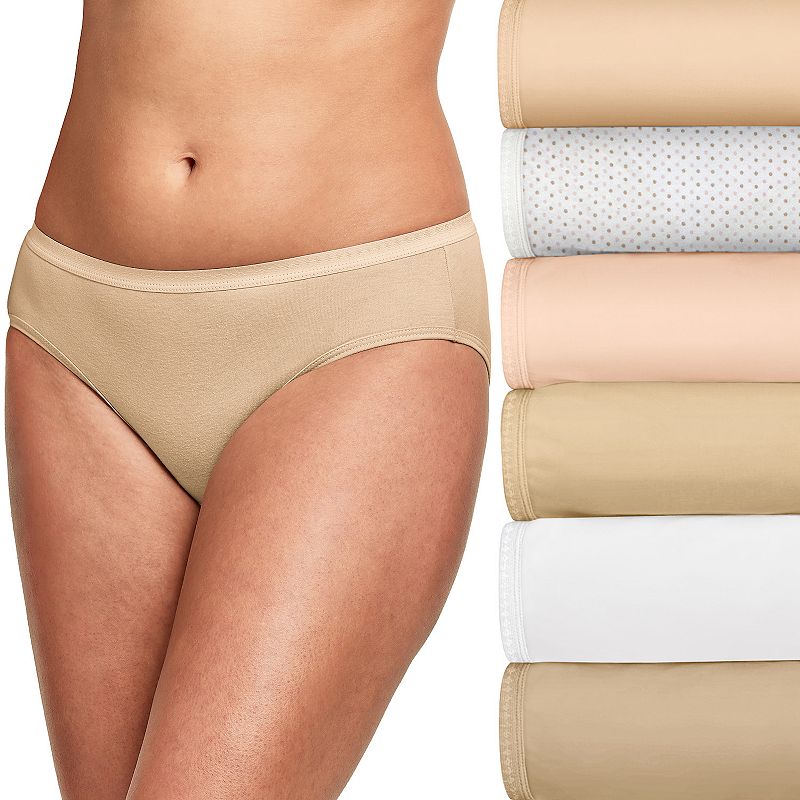 Womens Hanes Ultimate 6-Pack Breathable Cotton Hipster Panty 41H6CC, Size: